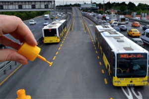 Thermoplastic on road